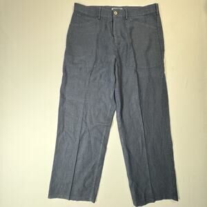 Polo Ralph Lauren Linen Pants Mens 38x32 Navy Blue Button Fly Utility Pockets